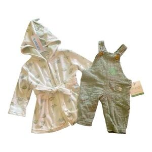 NWT-LITTLE PLANET-NEWBORN OVERALLS & NWT-CARTERS-0-9 MONTHS-BATH ROBE